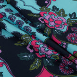 Pink and Green Floral Polyester Jersey