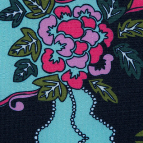 Pink and Green Floral Polyester Jersey