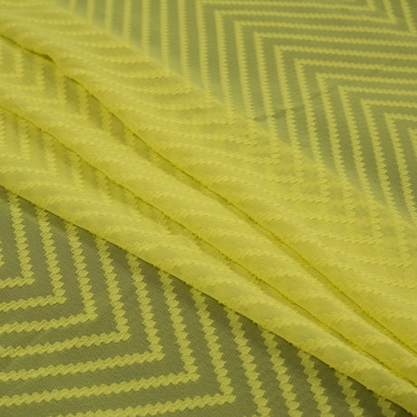 Citrus Lemon Chevron Burn-out Polyester Chiffon
