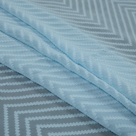 Light Pond Blue Chevron Burn-out Polyester Chiffon