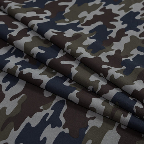 Waxy Camouflage Printed Stretch Polyester Shirting