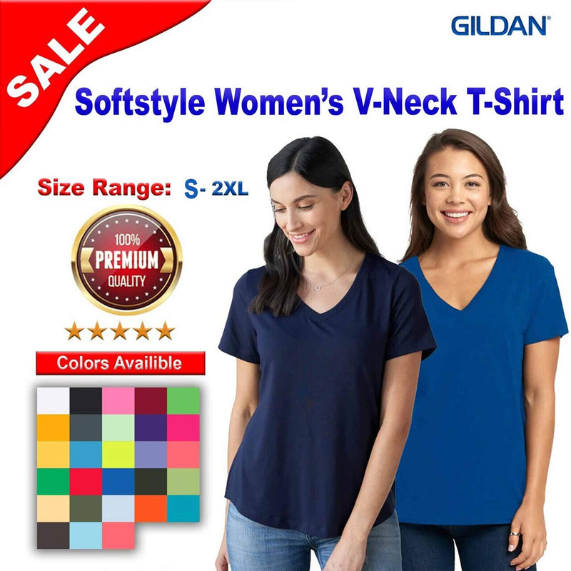 GildanÂ® Softstyle Womenâ€™s V-Neck T-Shirt