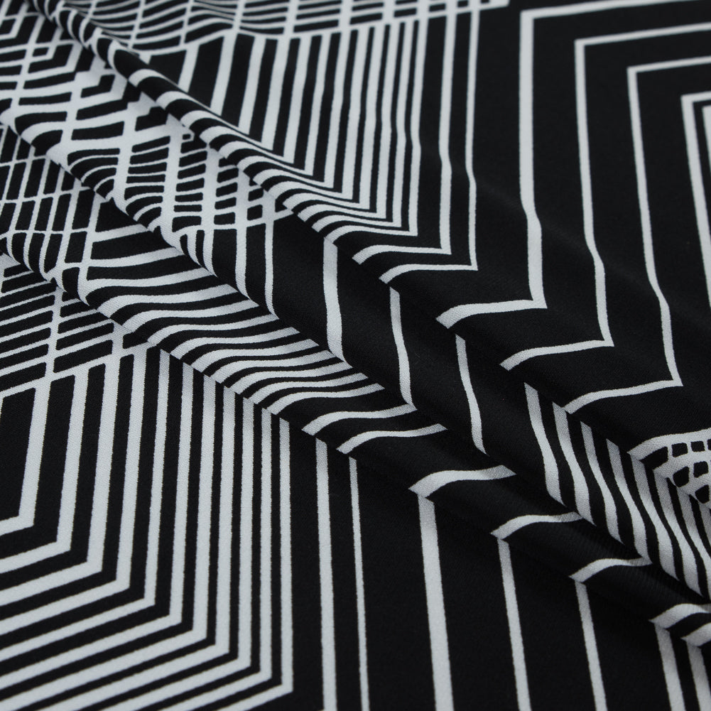 Black and White Geometric Polyester Jersey