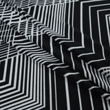 Black and White Geometric Polyester Jersey