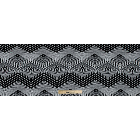 Black and White Geometric Polyester Jersey