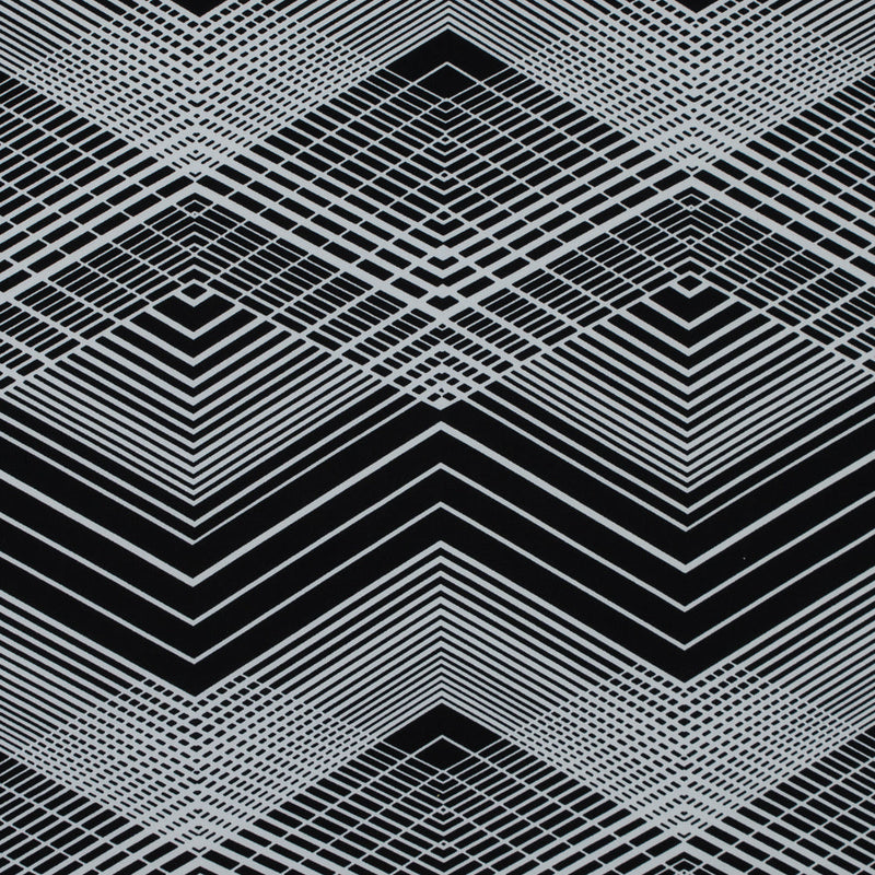 Black and White Geometric Polyester Jersey