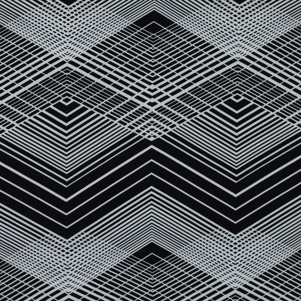 Black and White Geometric Polyester Jersey