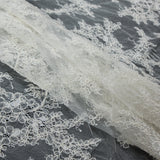 Corded Lace Panel With Finished Edges - Ivory Floral Fancy Border - 3 yards