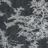 Corded Lace Panel With Finished Edges - Ivory Floral Fancy Border - 3 yards