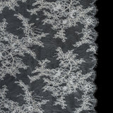 Corded Lace Panel With Finished Edges - Ivory Floral Fancy Border - 3 yards