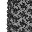 Corded Lace Panel With Finished Edges - Black Floral Fancy Border - 3 yards