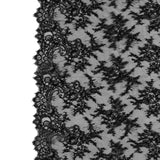 Corded Lace Panel With Finished Edges - Black Floral Fancy Border - 3 yards