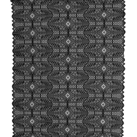 Lace with Finished Eyelash Edges - Black Geometric
