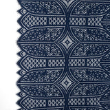 Lace with Finished Eyelash Edges - Navy Geometric