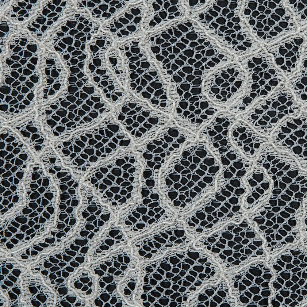 Corded Lace with Eyelash Edges - Ivory Abstract