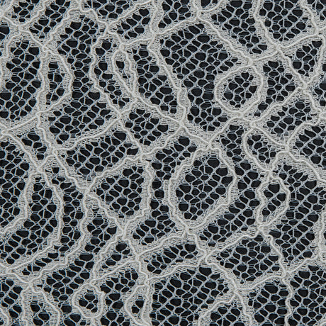 Corded Lace with Eyelash Edges - Ivory Abstract