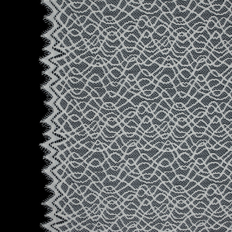 Corded Lace with Eyelash Edges - Ivory Abstract