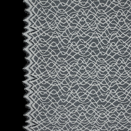 Corded Lace with Eyelash Edges - Ivory Abstract