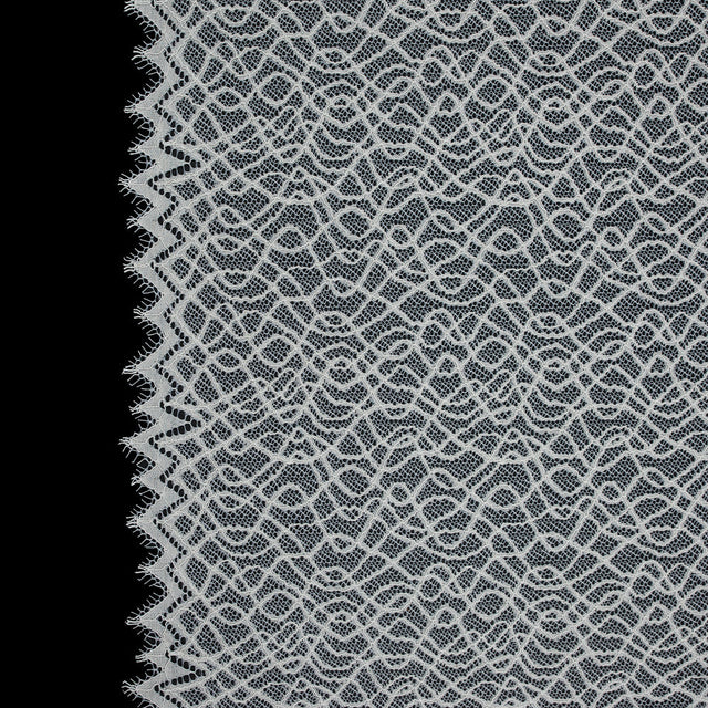 Corded Lace with Eyelash Edges - Ivory Abstract