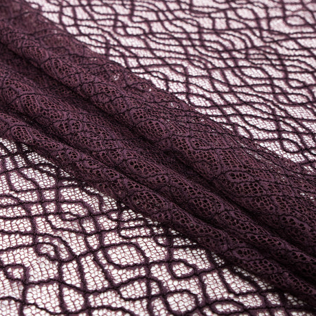 Corded Lace with Eyelash Edges - Fig Abstract