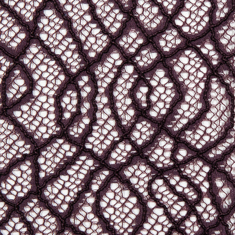 Corded Lace with Eyelash Edges - Fig Abstract