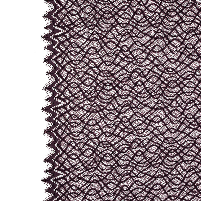 Corded Lace with Eyelash Edges - Fig Abstract
