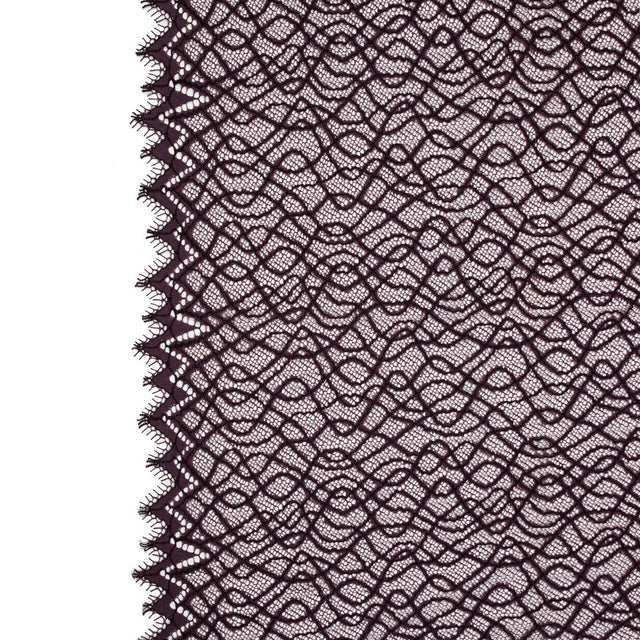 Corded Lace with Eyelash Edges - Fig Abstract