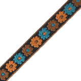 Orange and Blue Floral Embroidered Ribbon - 0.5"