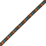 Orange and Blue Floral Embroidered Ribbon - 0.5"