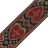 Metallic Gold and Red Hearts Jacquard Ribbon - 1.5"