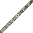 German Green and Lilac Floral Jacquard Ribbon - 0.75"