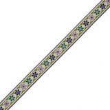 German Green and Lilac Floral Jacquard Ribbon - 0.75"