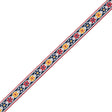 German Blue and Red Floral Jacquard Ribbon - 0.75"