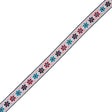 German Pink and Blue Floral Jacquard Ribbon - 0.75"