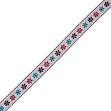 German Pink and Blue Floral Jacquard Ribbon - 0.75"