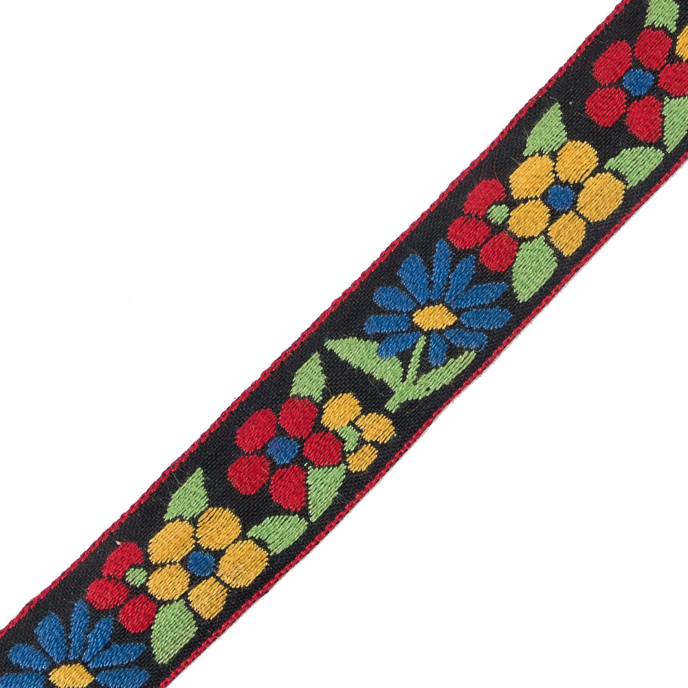 German Primary Color Floral Jacquard Ribbon - 0.75"