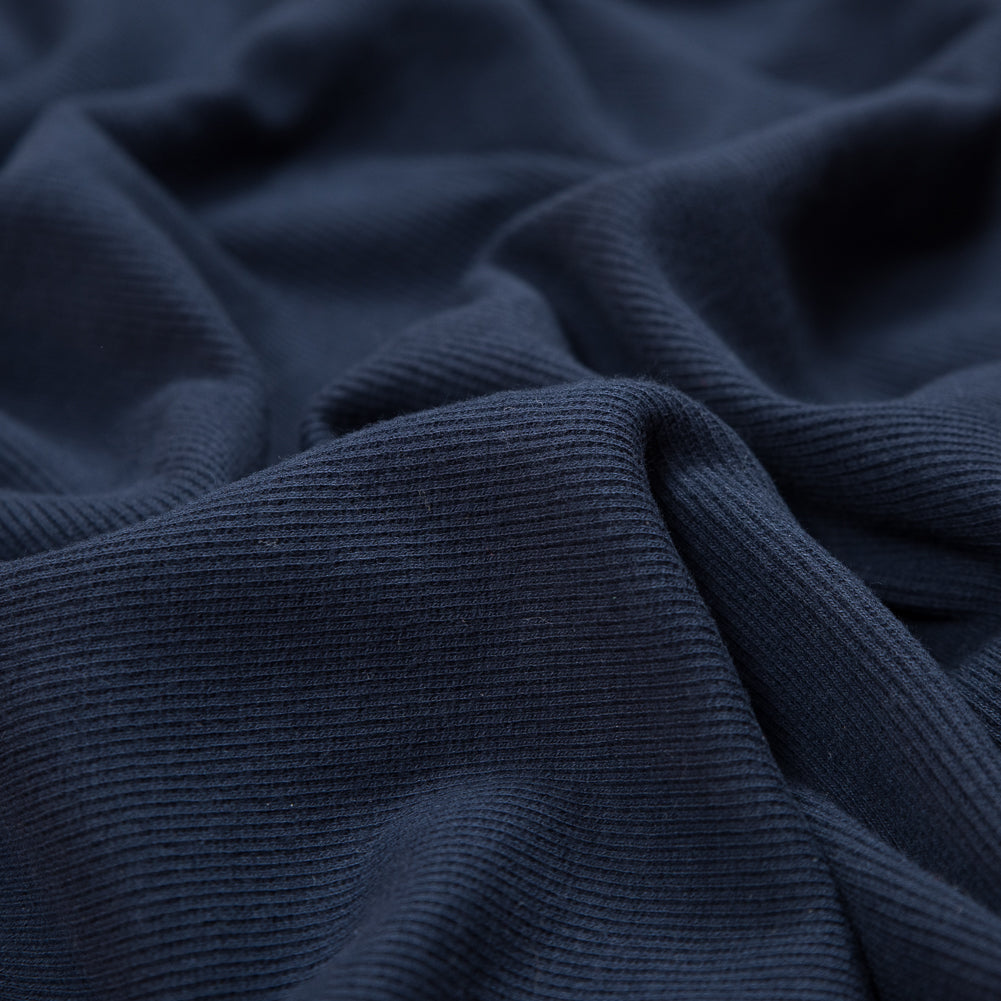 Navy Tubular Cotton Rib Knit