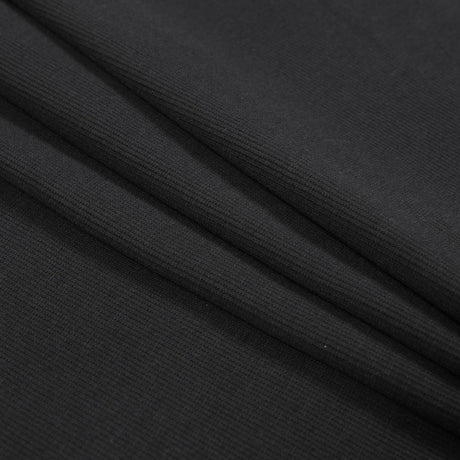 Black Cotton Rib Knit