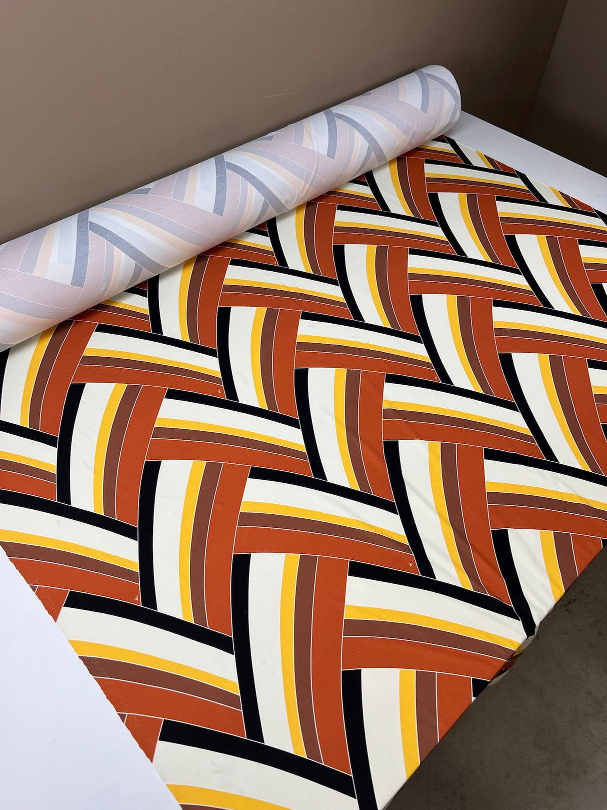 Polyamide Elastane Knitted Blend Printed Yellow Beige