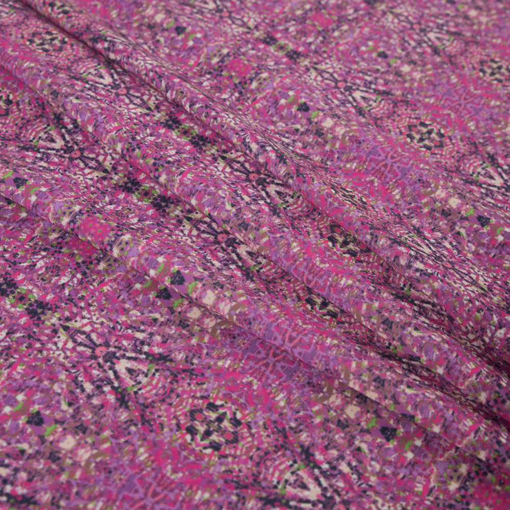 Italian Pink Kaleidoscopic Digitally Printed Stretch Polyester