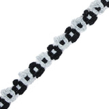 Black and Gray Floral Yarn Trim - 0.5"