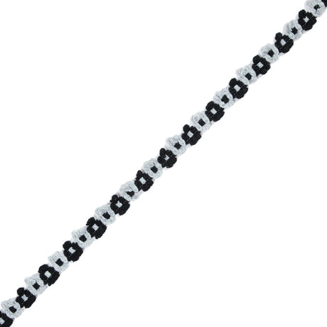 Black and Gray Floral Yarn Trim - 0.5"