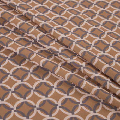 Italian Mustard and Beige Geometric Stretch Polyester