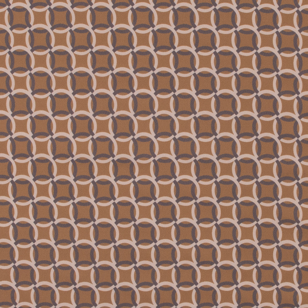 Italian Mustard and Beige Geometric Stretch Polyester