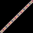 Yellow, Red and Blue Floral German Jacquard Ribbon - 0.75"