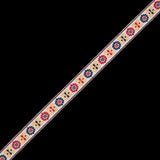 Yellow, Red and Blue Floral German Jacquard Ribbon - 0.75"