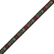 Red and Green Floral German Jacquard Ribbon - 0.75"