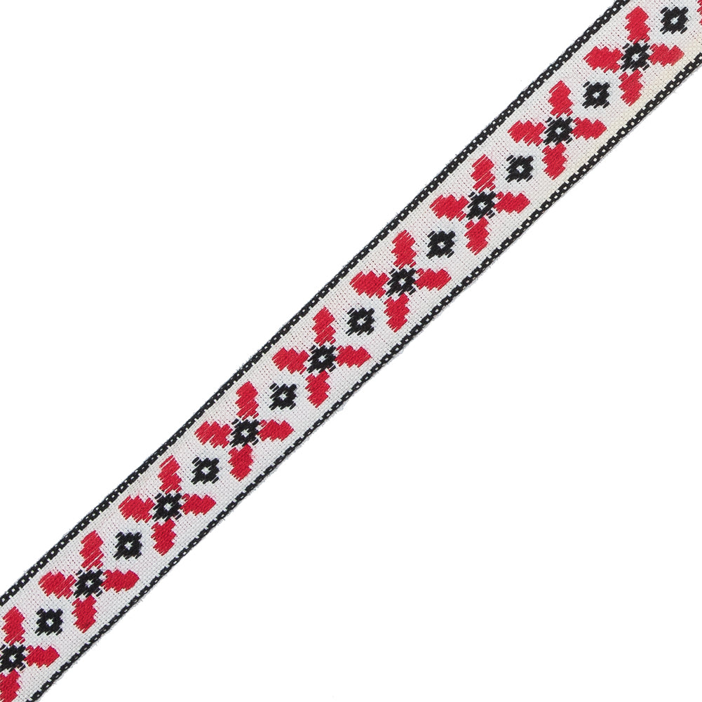Black and Red German Jacquard Ribbon - 0.6"