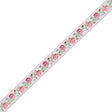 German Pink and Green Floral Jacquard Ribbon - 0.875"