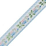 Blue, Green and Pink Floral German Jacquard Ribbon - 0.875"